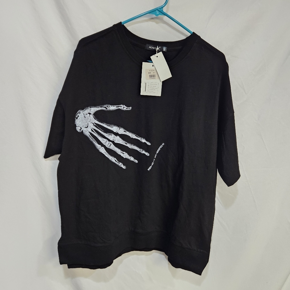 Skeleton Hand Black AOWOFS Tee T-Shirt Size 2XL Emo Punk Goth Scene Grunge